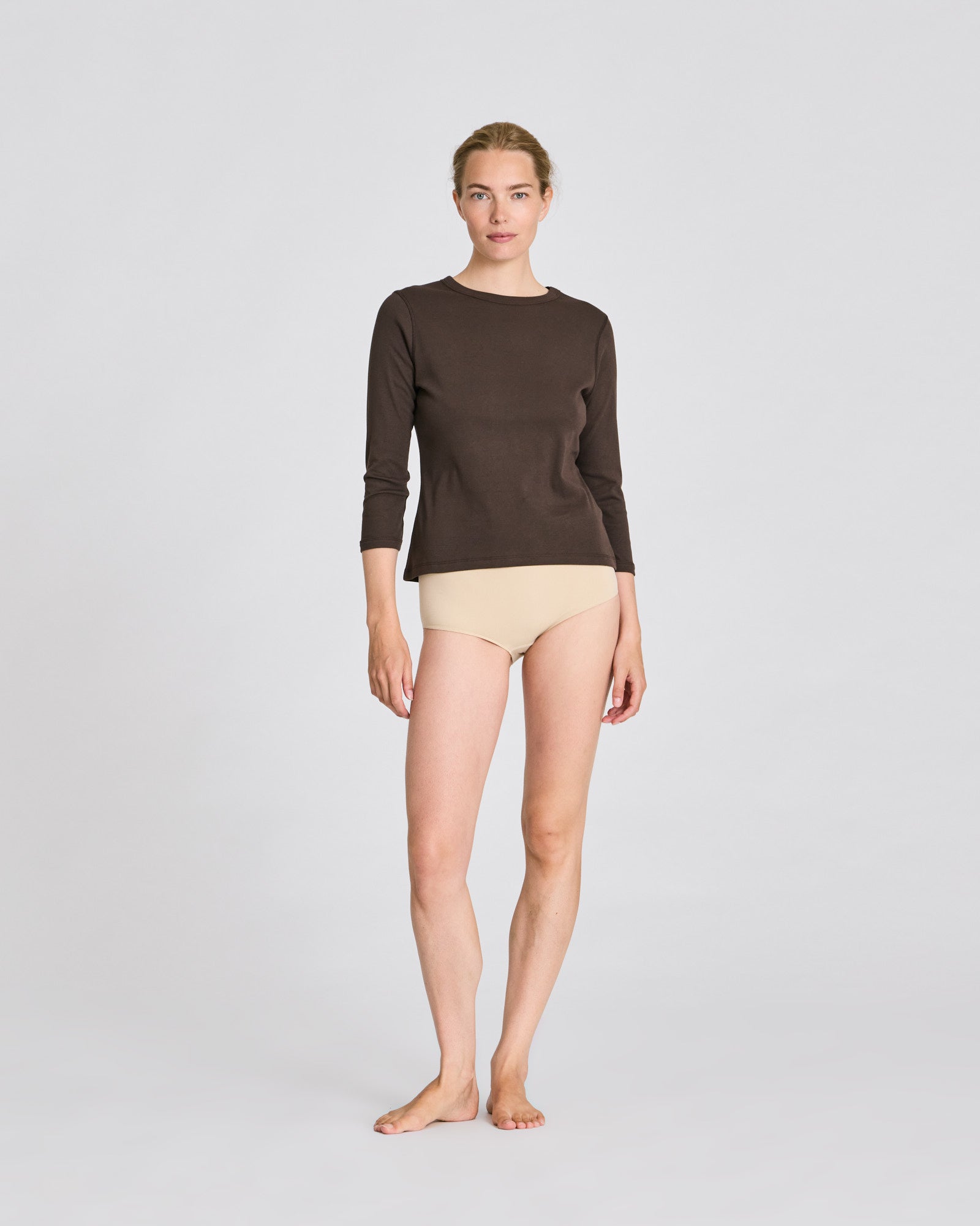 GAI+LISVA Sascha 3/4 Sleeve Cotton Top Tops & T-shirts 681 Mulch