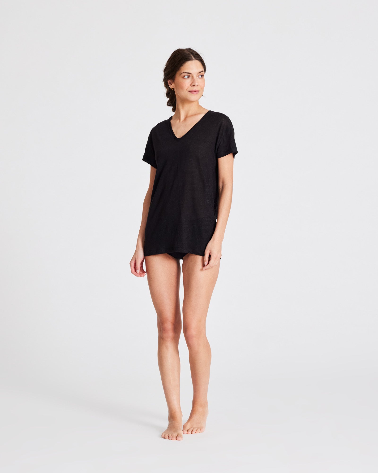 GAI+LISVA Simone Linen Tee Shirt Tops & T-shirts 650 Black