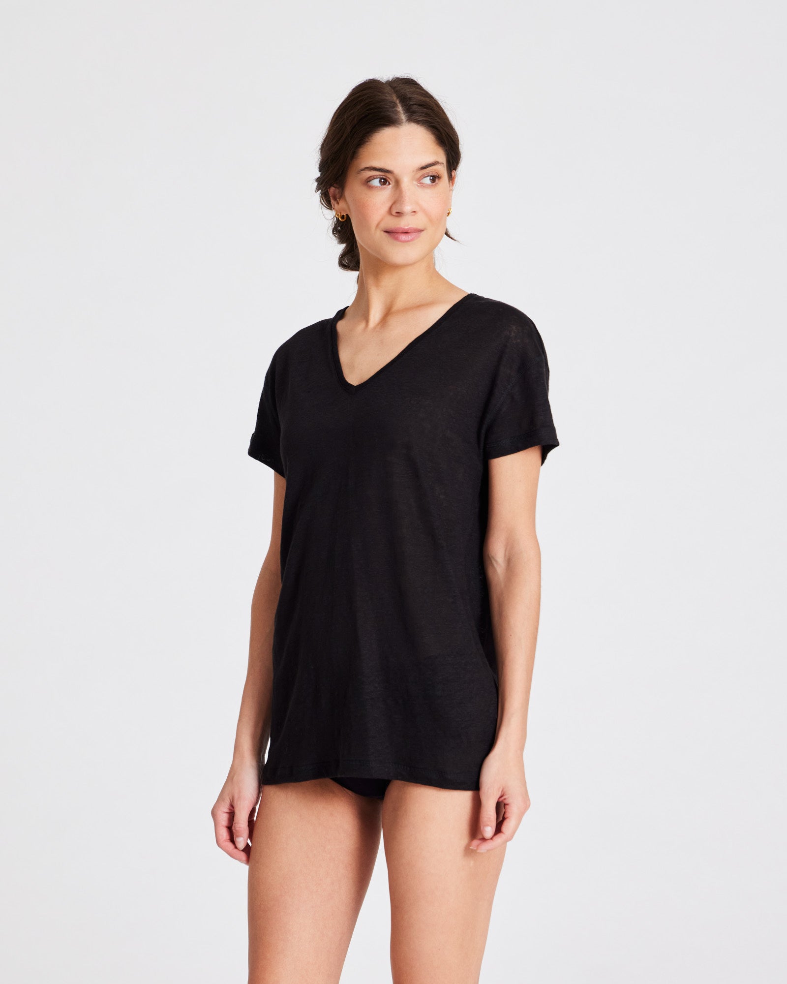 GAI+LISVA Simone Linen Tee Shirt Tops & T-shirts 650 Black