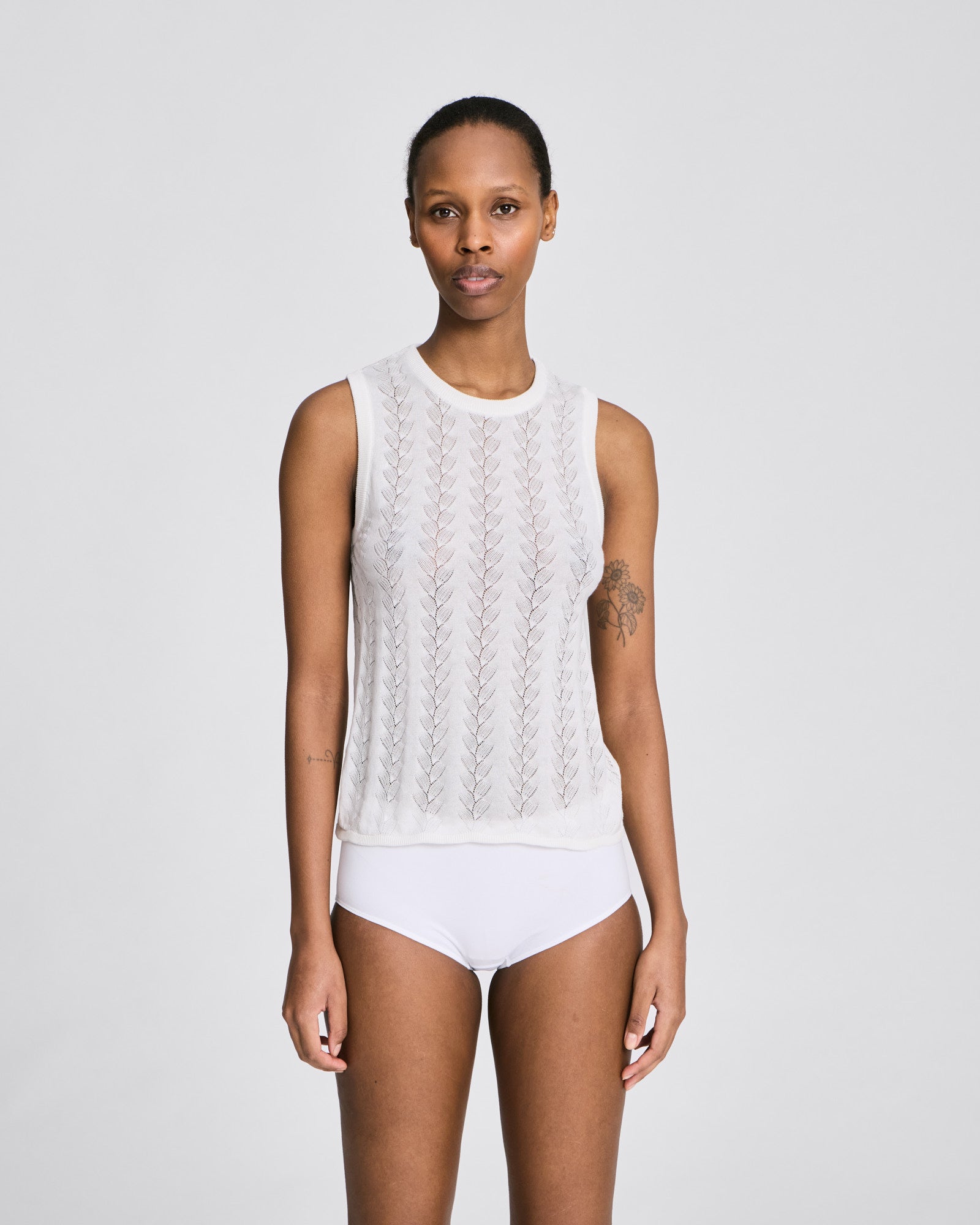 GAI+LISVA Sofie Butterfly Knit Top - GOTS Cotton l Knitwear 100 White