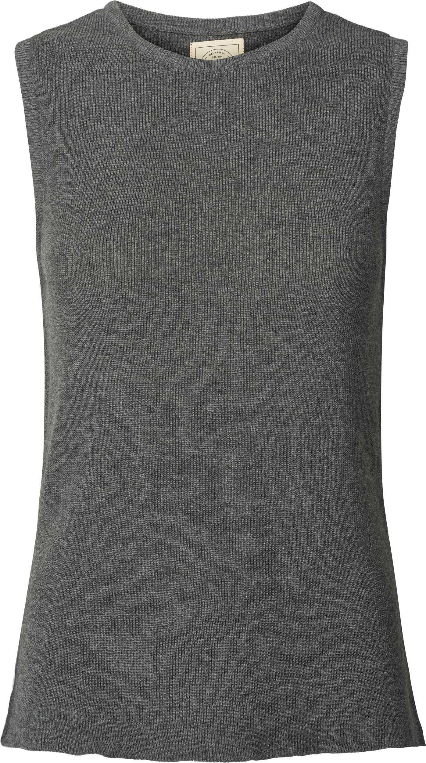 GAI+LISVA Sofie Knit Tank GOTS 243975 Cotton l Knitwear 605 Dark Grey Melangè