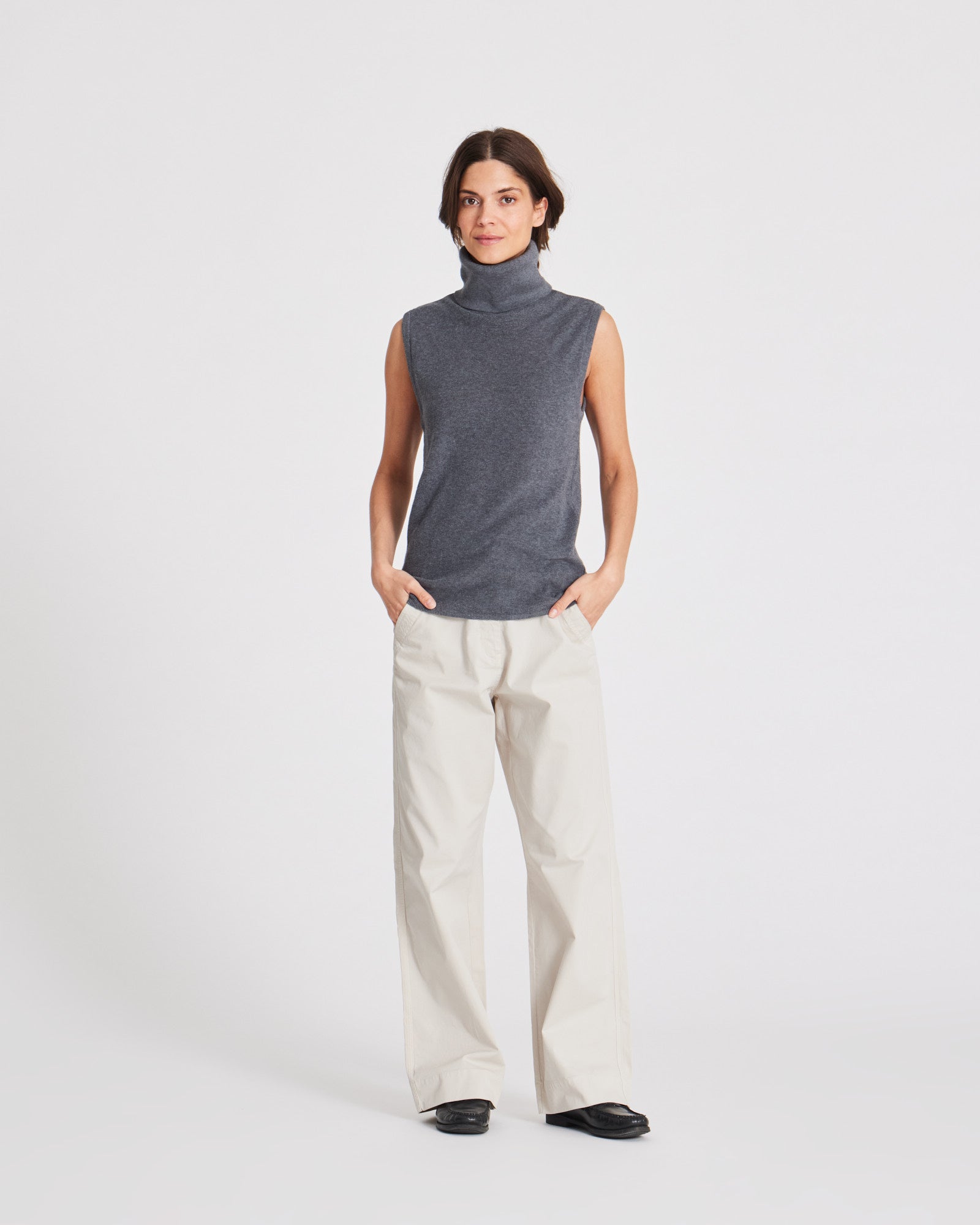 GAI+LISVA Tanja Knit Top GOTS 243975 Knit 605 Dark Grey Melangè