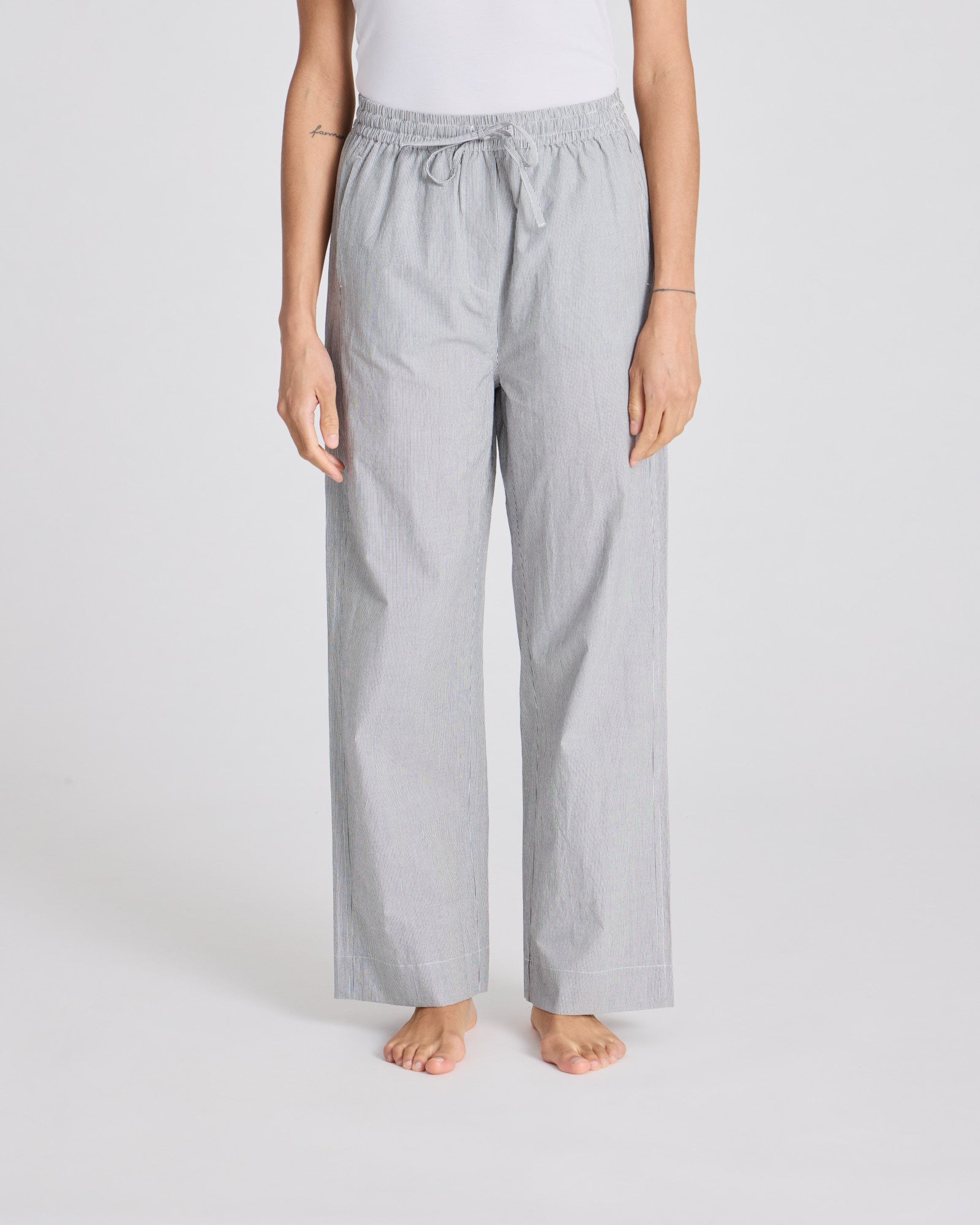 GAI+LISVA Thilde Pant Poplin GOTS 243975 Pants & Shorts 255 Dark Grey/Ecru Stripe