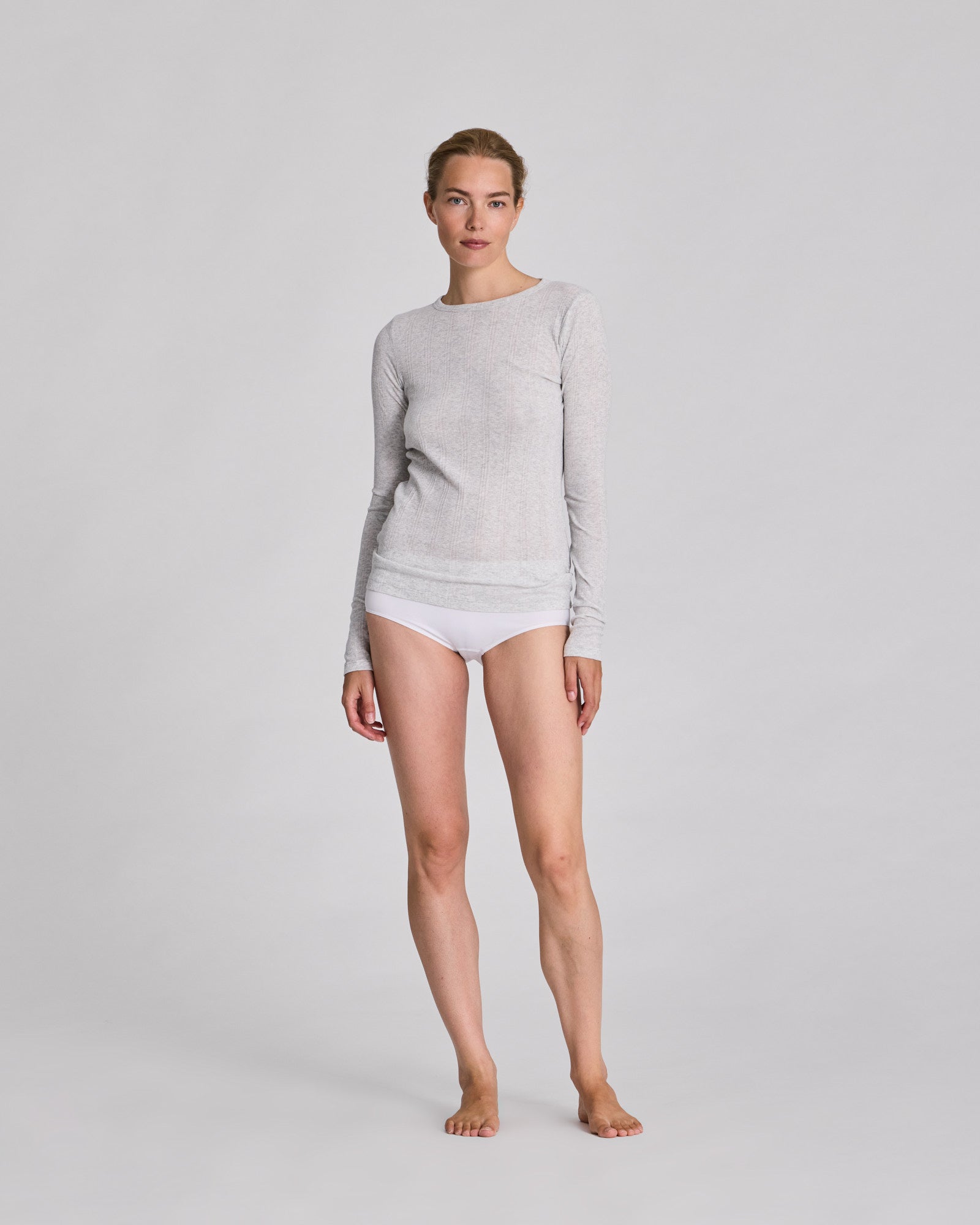 GAI+LISVA Thyra L/S Cotton Top Tops & T-shirts 601 Light Grey Melange