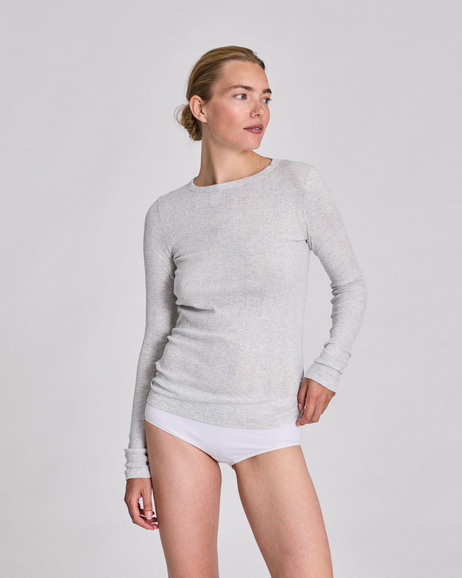 GAI+LISVA Thyra L/S Cotton Top Tops & T-shirts 601 Light Grey Melange