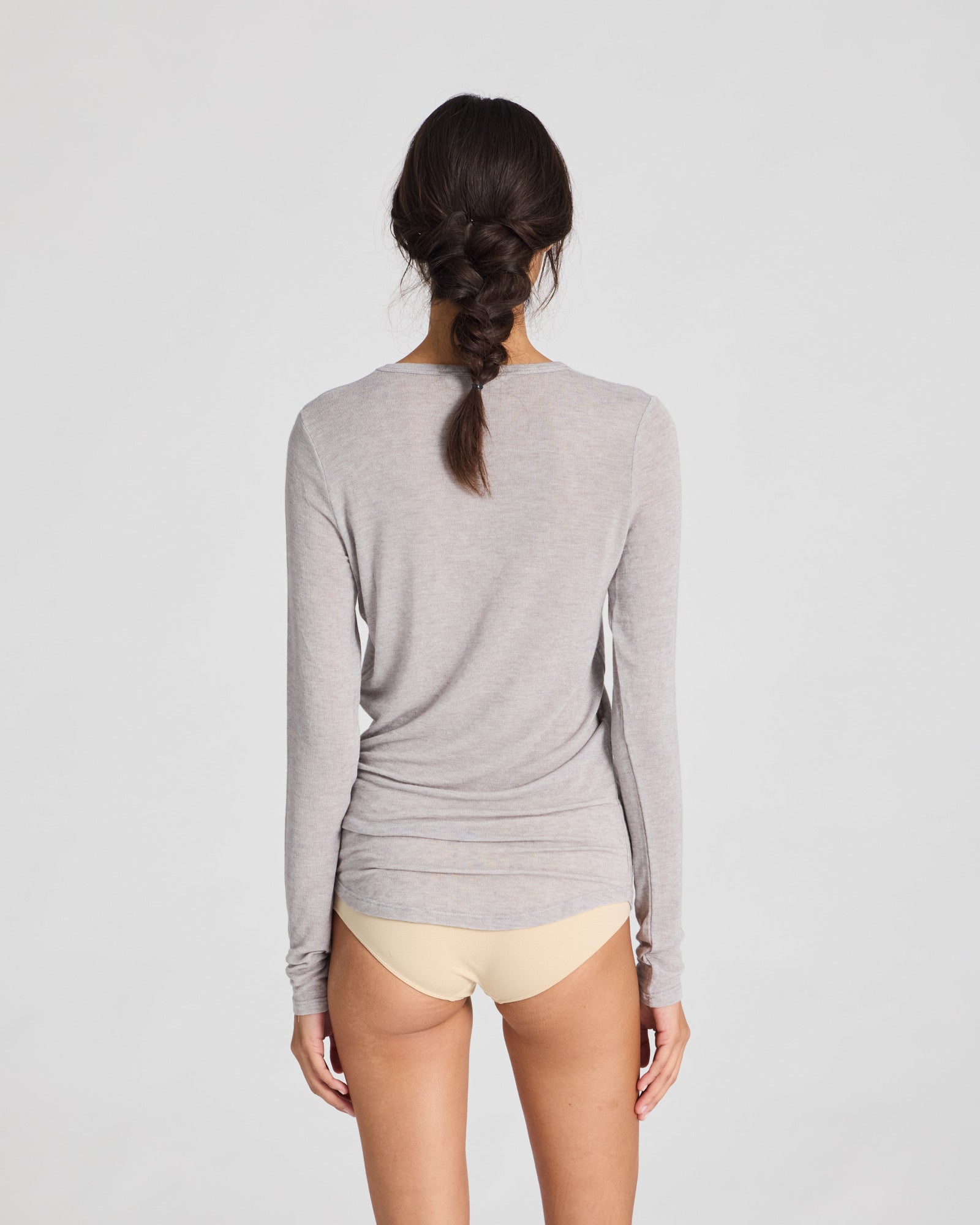 GAI+LISVA Thyra Wool Top Tops & T-shirts 601 Light Grey Melange