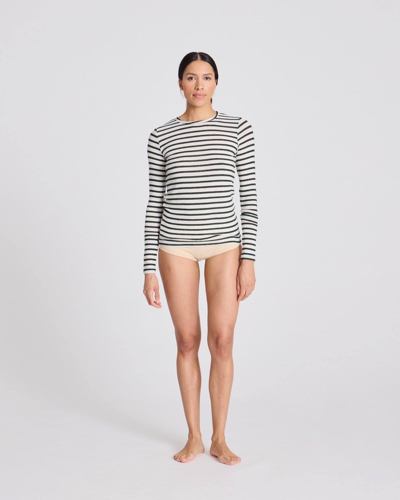 GAI+LISVA Thyra Wool Top Tops & T-shirts 199 Reverse Dark Olive Stripe