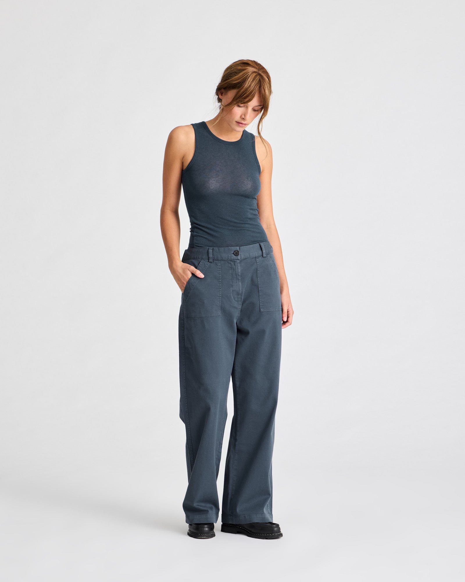GAI+LISVA Tinne Cotton Twill Pant Trousers & Shorts 472 Denim Blue