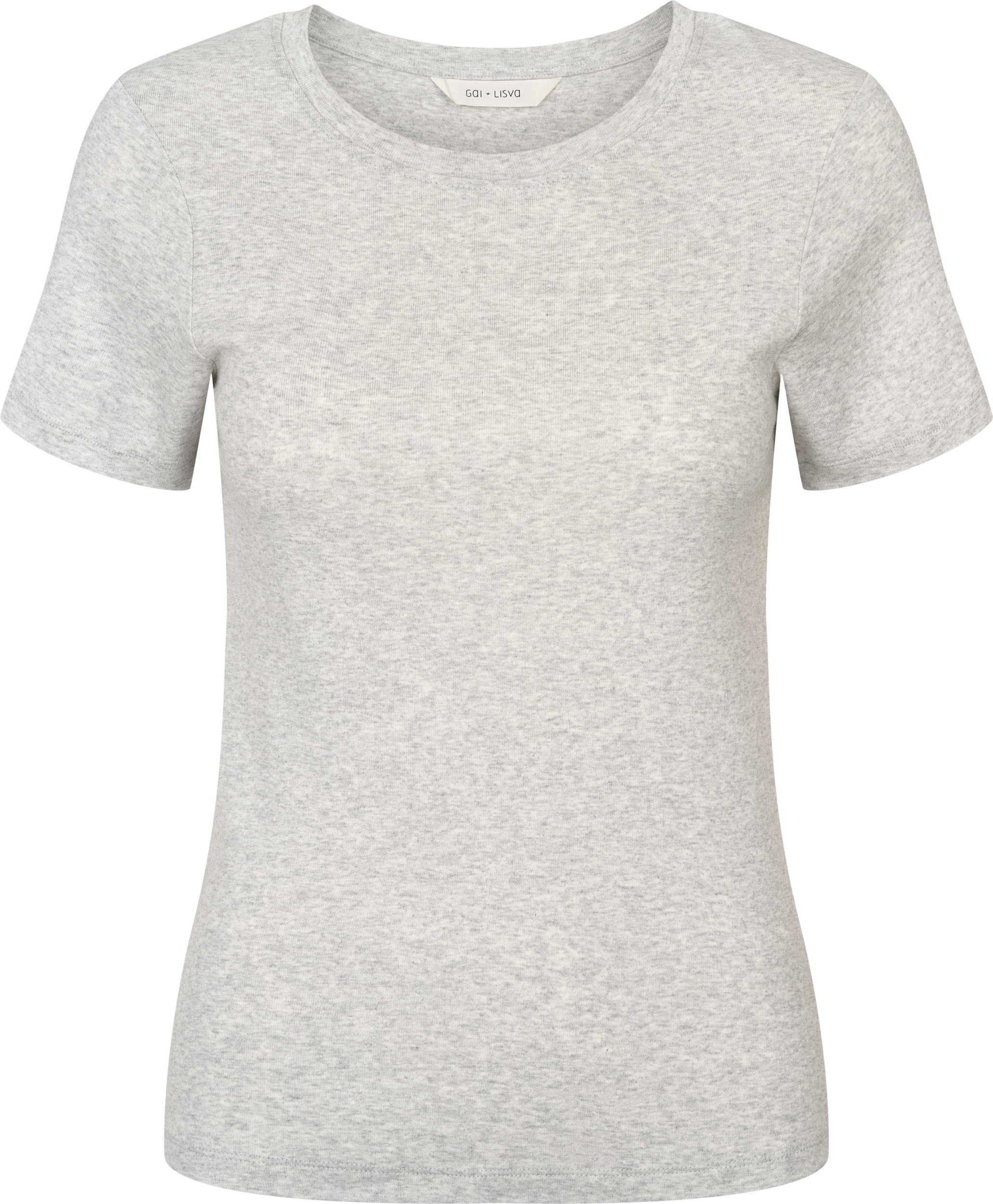GAI+LISVA Trille Cotton Top 1x1 Rib Tee Tops & T-shirts 601 Light Grey Melange