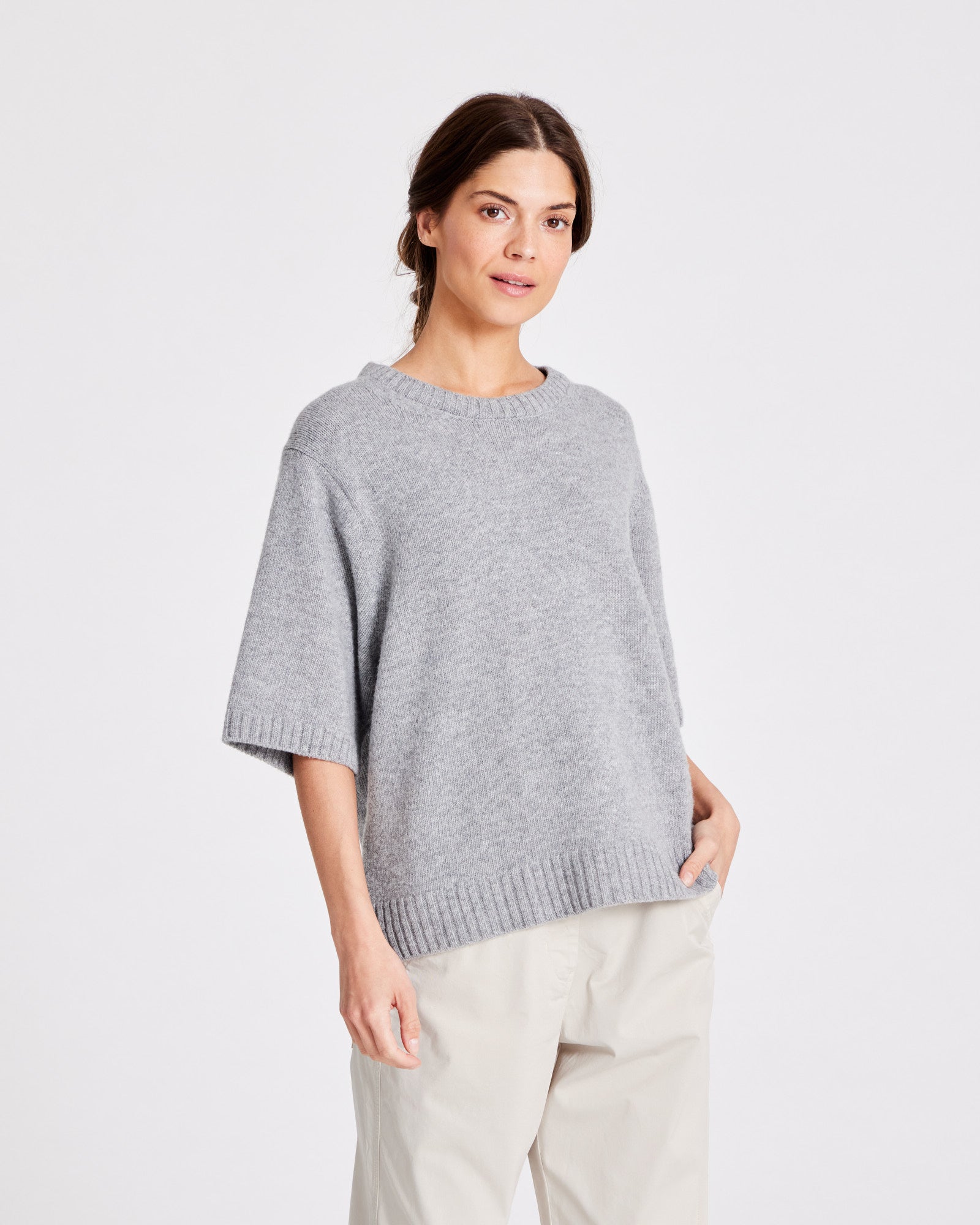 GAI+LISVA Tulle Lambswool Jumper GOTS 243975 Lambswool l Knitwear 602 Grey Melange