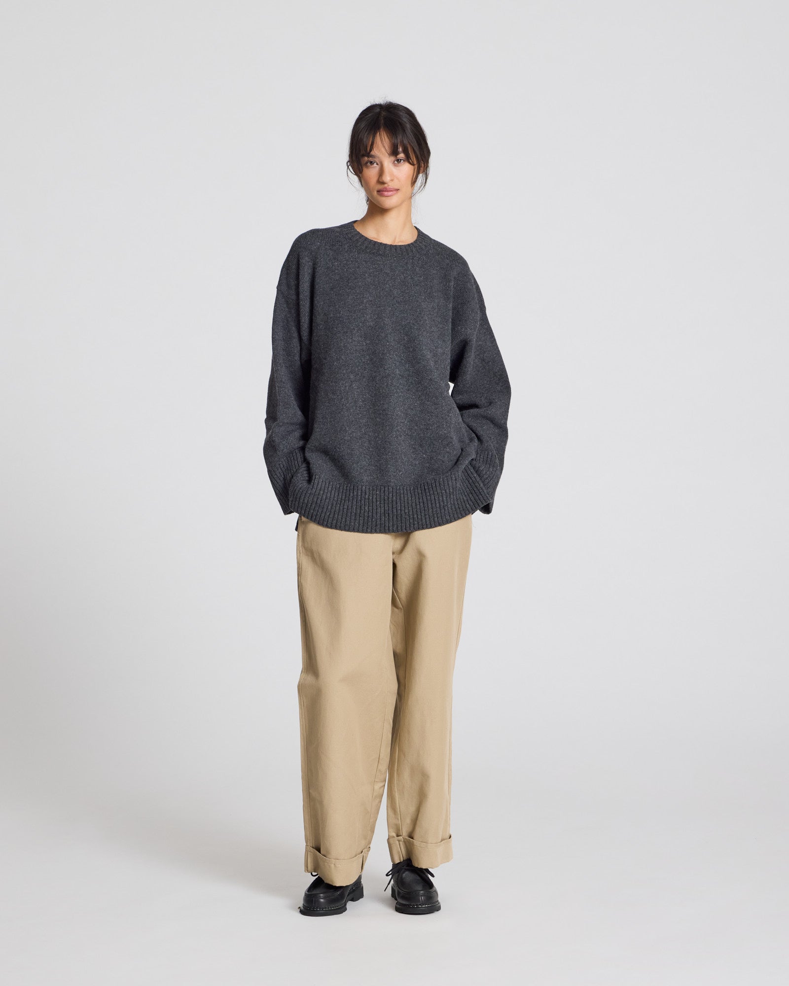 GAI+LISVA Vigga Lambswool Jumper Lambswool l Knitwear 605 Dark Grey Melangè